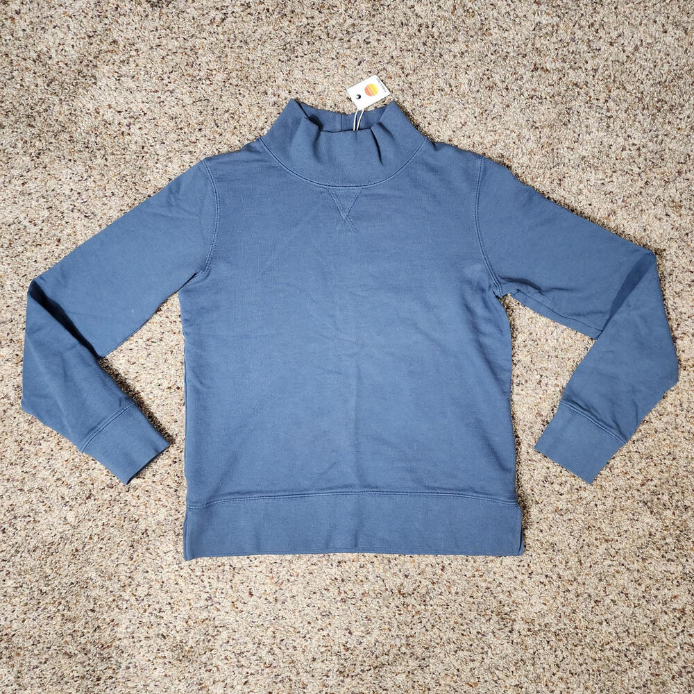 Marine Layer Womens Evie Funnel Neck Sweatshirt Denim Blue Long Sleeve Size XS